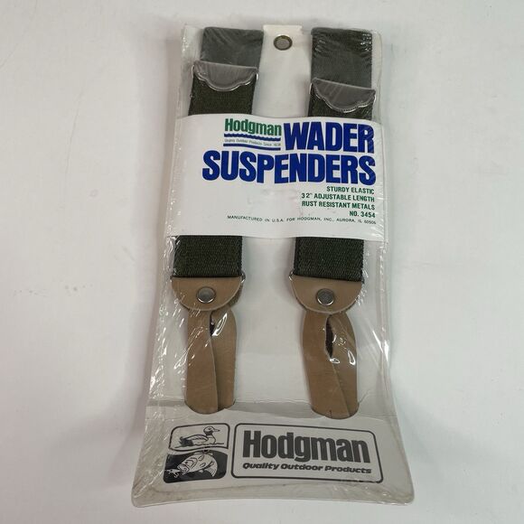 New Vintage Hodgeman Wader Suspenders  2” 32” Adjustable, Tan Clips - Picture 1 of 4